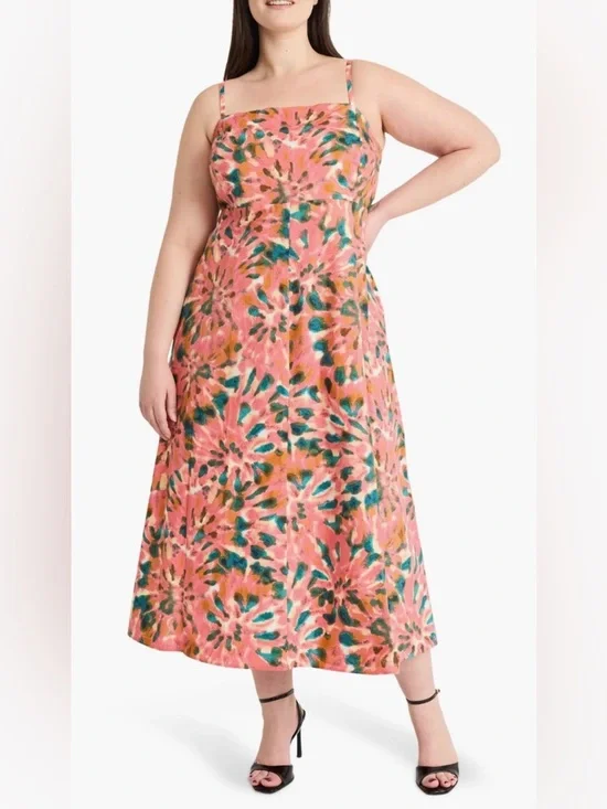 The Good Journey Floral Cotton Midi Dress, Size 20W - NWT - Picture 1 of 9